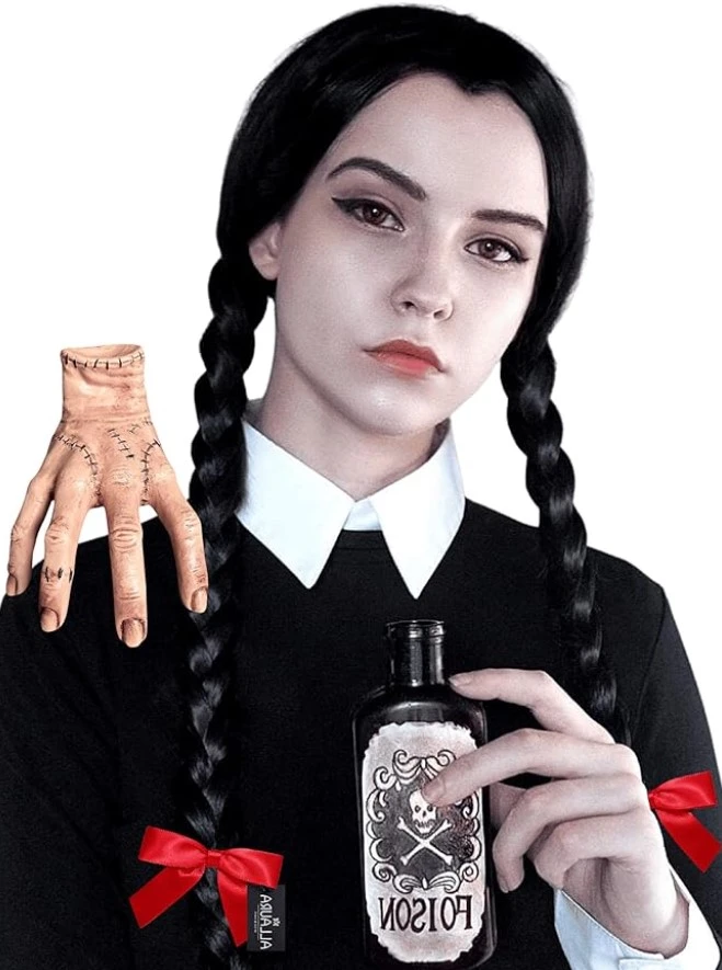 Wednesday Addams Wig Women's Black Plaits by Allaura - Image 2