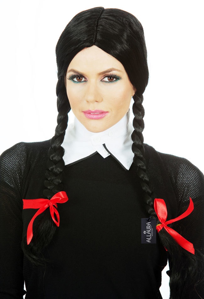 Wednesday Addams Black Plaits Costume Wig