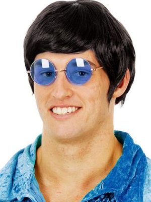 Black Mens Beatles 60's or Harry Potter Mod Costume Wig & Glasses - by Allaura