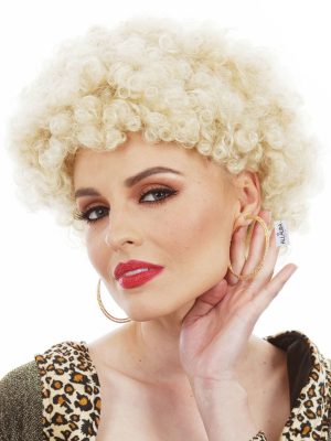 Kath n Kim Blonde Permed Afro 1970's Costume Women's Wig By Allaura