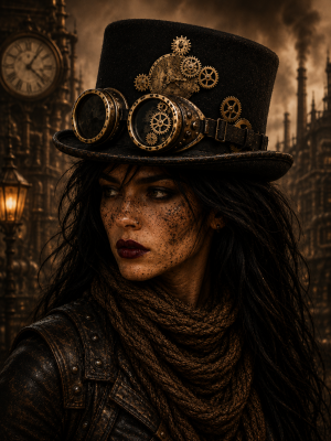 Top Hat Steampunk Bronze Metal Rivet Goggles