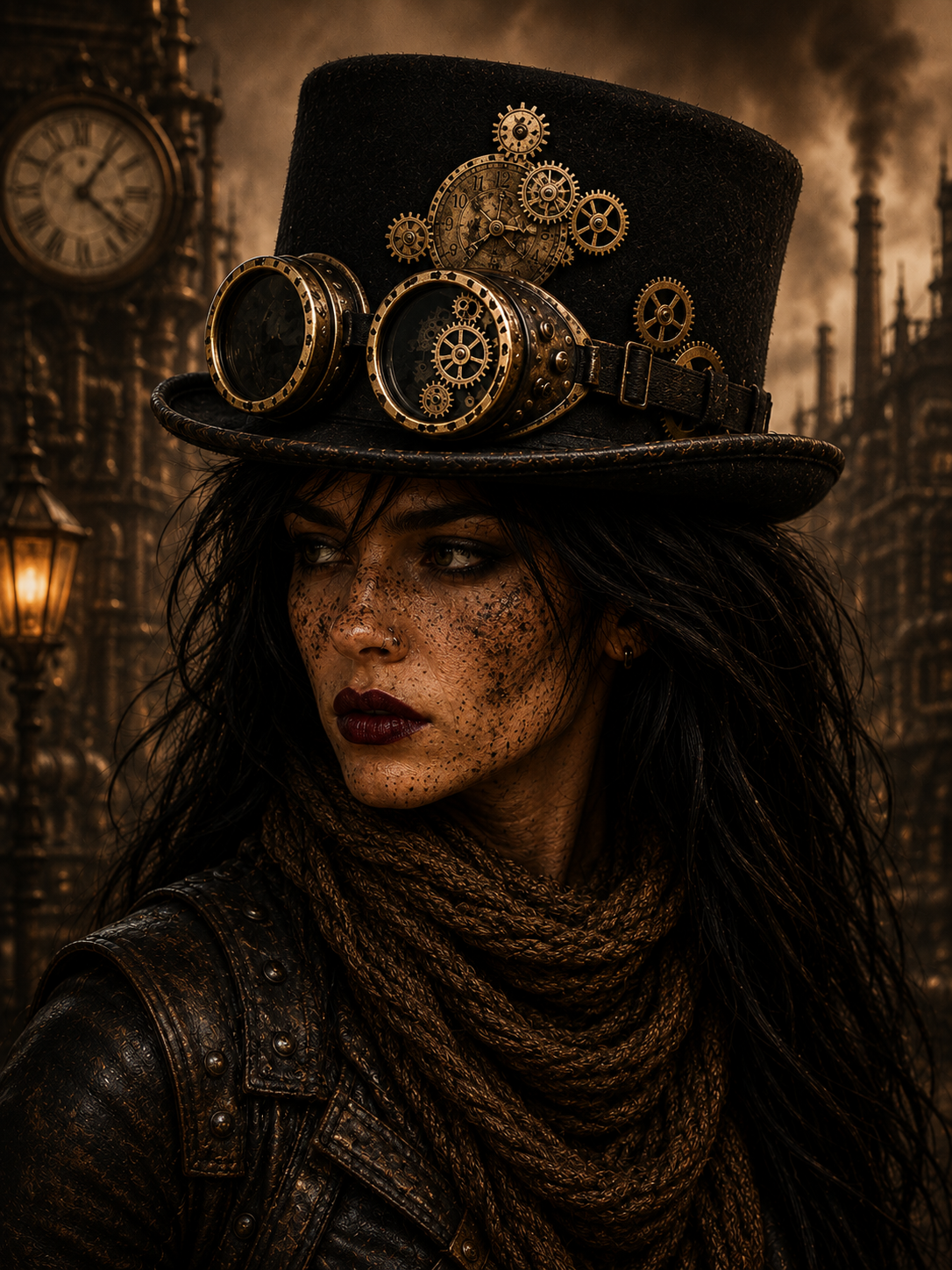 Top Hat Steampunk Bronze Metal Rivet Goggles