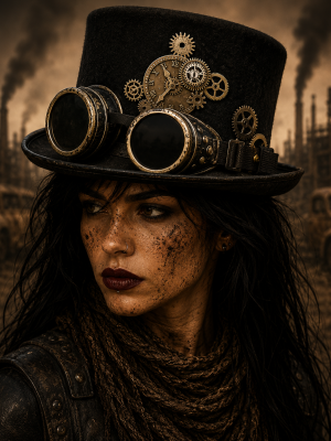 Top Hat Steampunk Bronze Metal Rivet Goggles