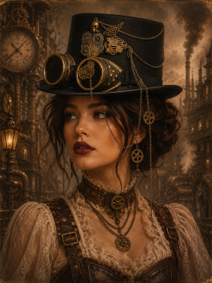 Top Hat Steampunk Clocks Rivet Plus Removable Goggles