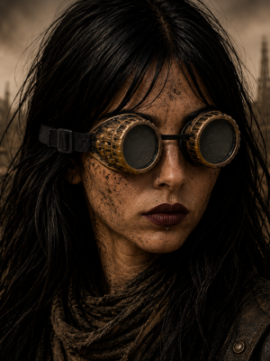 Steampunk Black Lens Thick Mad Max Adjustable Goggles