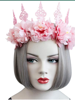 Headband Queen Pink Crown Flower Hair Piece Festival Wear