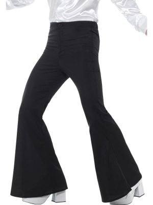 1970's Mens Flares Black Disco Pants By Karnival