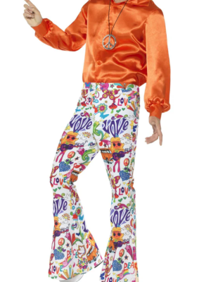 60s Groovy Flared Mens Trousers By Smiffys