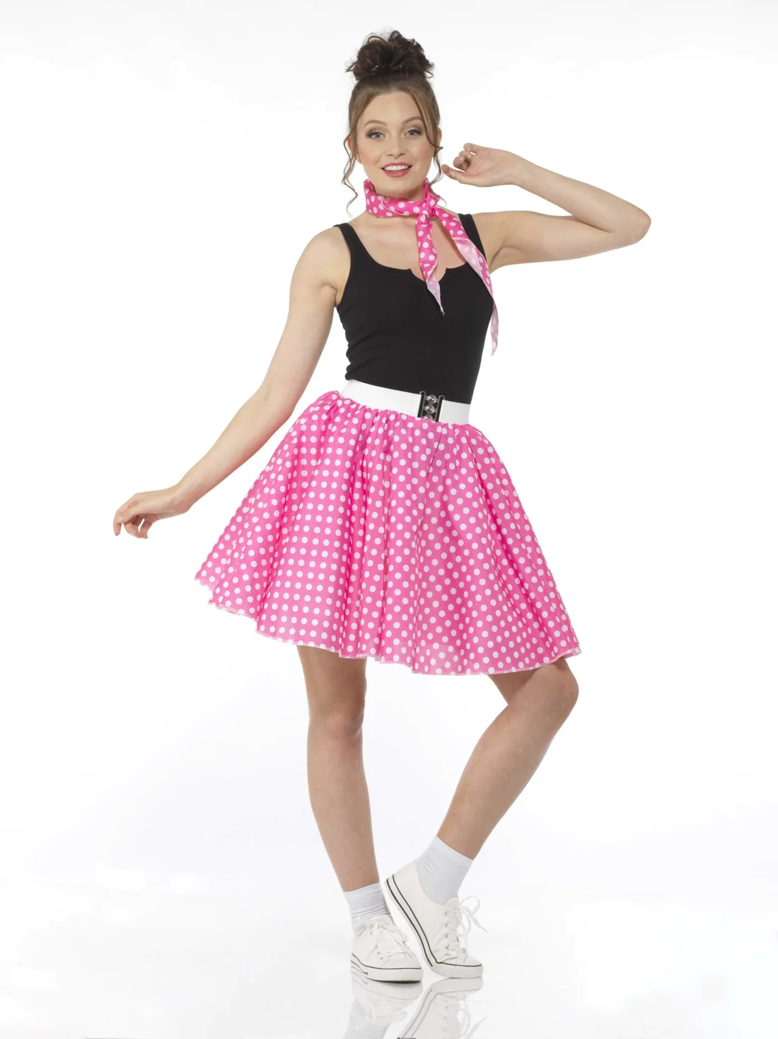 Rock and Roll 1950s Pink Polka Dot Skirt By Karnival