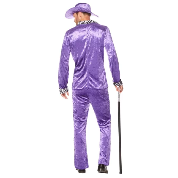 1980's Pimp Suit Purple Velvet Look Mens Costume By Karnival