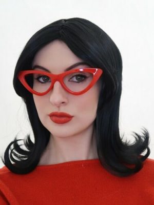 Linda Burger Wife Black Flick Bob with Glasses Set - by Allaura