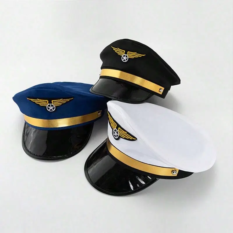 Pilot Captains Hats - Blue, Black or White