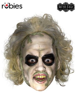 Beetlejuice 3/4 Vinyl Mask with Hair By Rubie's