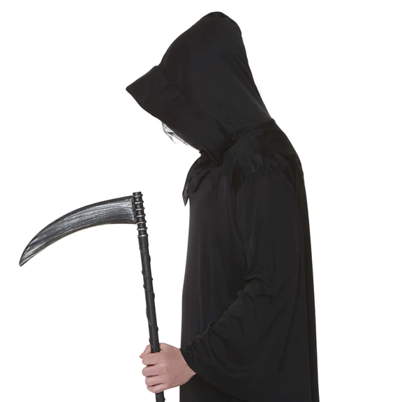 Grim Reaper Hooded Black Robe Costume By Karnival - Becs Costume Box