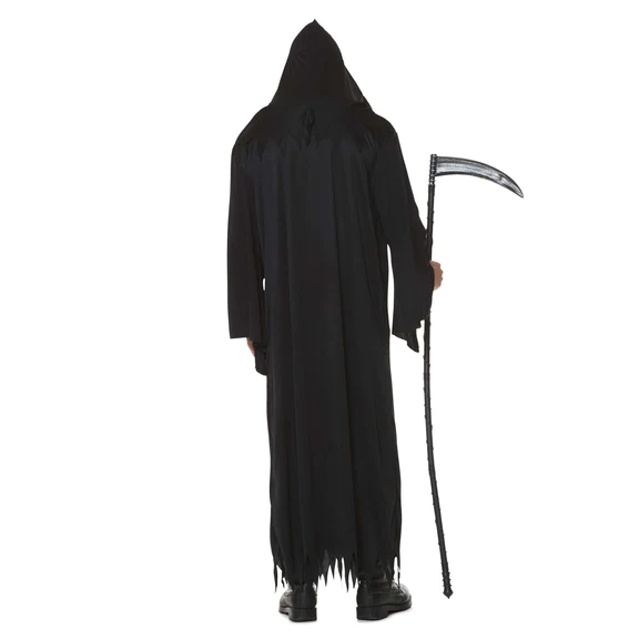 Grim Reaper Hooded Black Robe Costume By Karnival - Becs Costume Box