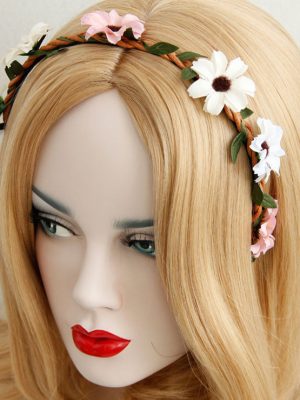 Headband Fairy Blue Pink Flower Hoop Headband Piece Festival Wear