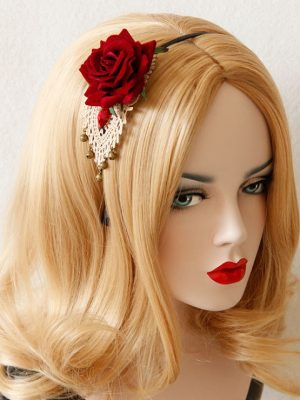 Headband Red Rose Hoop Headband Piece Festival Wear