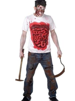 Zombie Guts Mens Costume T Shirt Top By Karnival