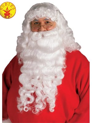 Santa White Plush Beard With Wig By Rubie's