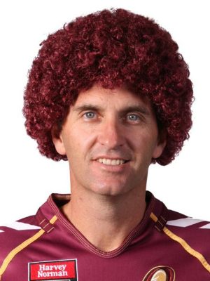 Maroon Afro QLD State Of Origin Costume Wig By Allaura