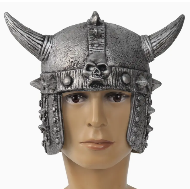 Viking Hat Silver Latex with Horns