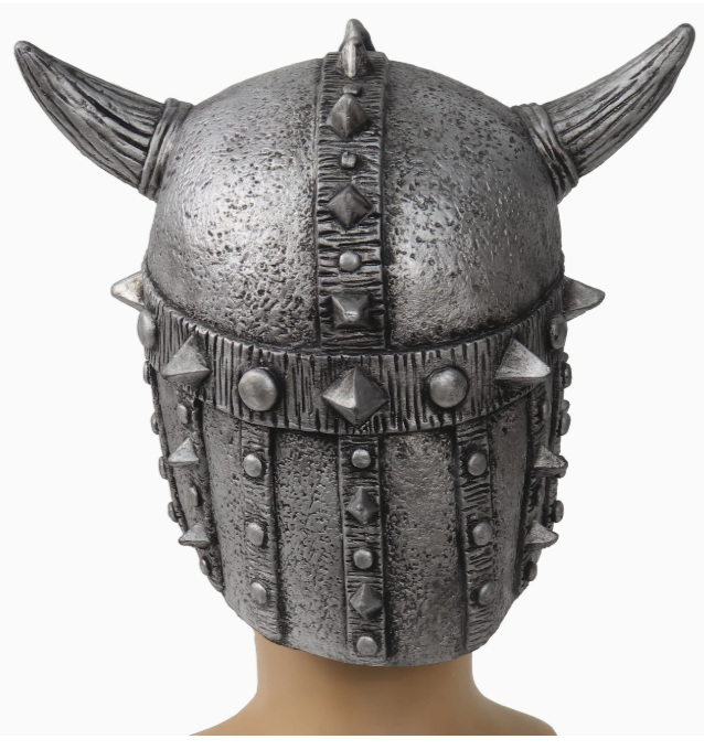 Viking Hat Silver Latex with Horns - Image 4