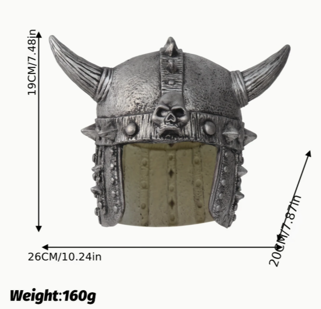 Viking Hat Silver Latex with Horns - Image 3