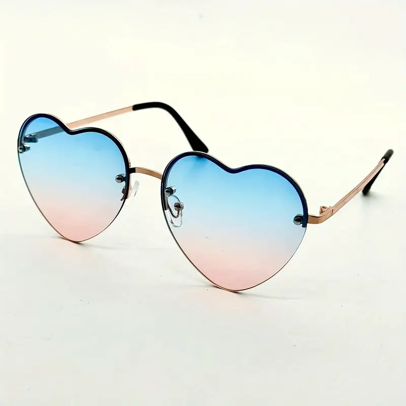 Womens Heart Shape Retro Love Sunglasses Semi Framless - Image 7