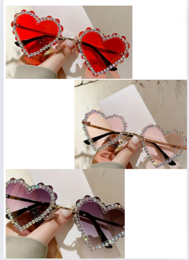 Womens Heart Shape Diamneties Love Sunglasses - Image 2