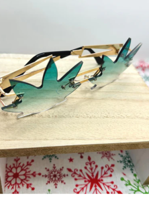 Cool Green Glasses Leaf Shaped Frameless