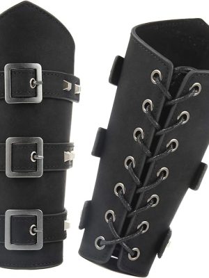 Renaissance Viking Embossed Faux Leather One Pair Arm Band Medieval