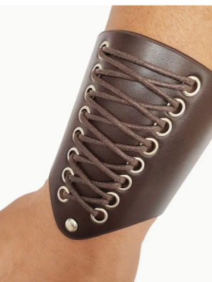 Renaissance One Viking Lace Up Faux Leather Arm Band Medieval