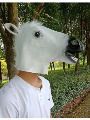 Latex Animal Mask White Horse Head Cover