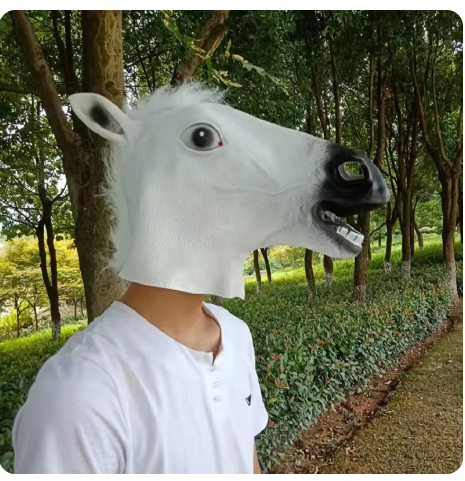 Latex Animal Mask White Horse Head Cover