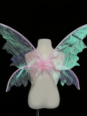 Pink Glitter Stripes Pretty Fairy Wings