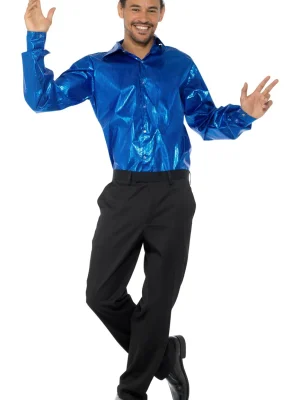 Blue Sequinned Disco Shirt By Karnival