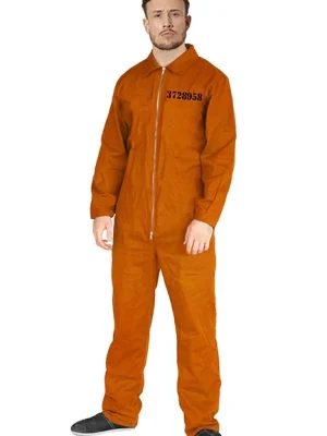 Orange prisoner Jumpsuit Mens Costume By Karnival