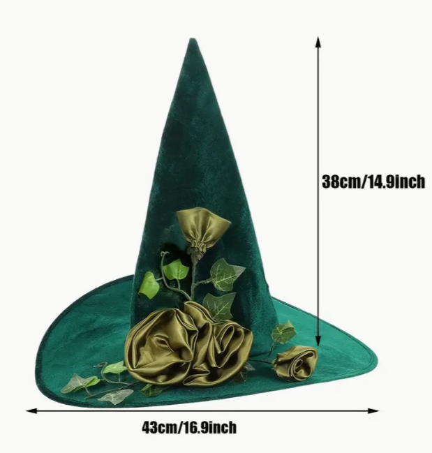 Elegant Green Witches Wizard Hat - Image 2