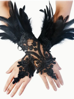 Black Feather Witches Evil Queen Gloves