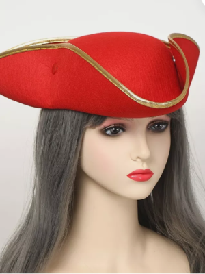 Red Pirate Hat With Gold Trim Ah Hoy Maties