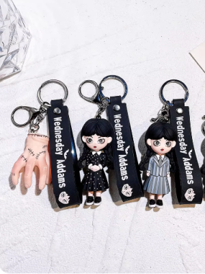 Weddnesday Addams and Lurch  Adams Family Chain Bag Tag