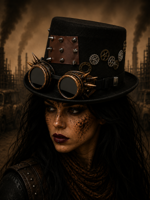 Top Hat Steampunk Tan Color Hat Gears