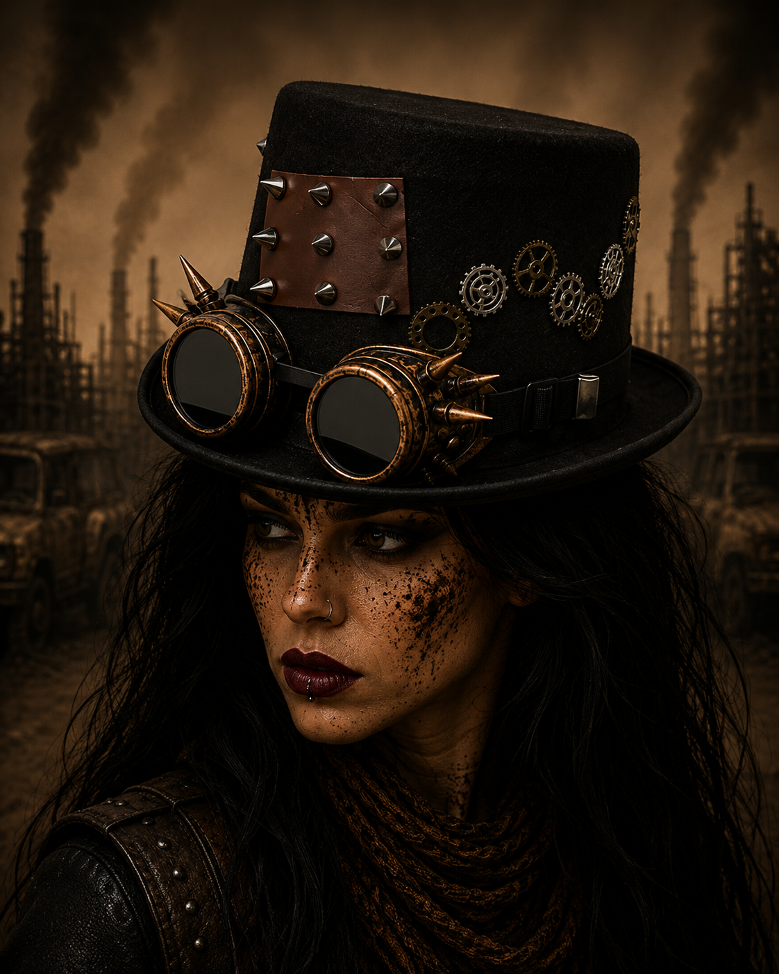 Top Hat Steampunk Tan Color Hat Gears