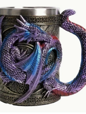 Purple Embossed Dragon Design Mug Steel Tank for Drinking