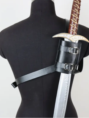 Sword Holder Black Over Shoulder Weapon Carrying PU Leather