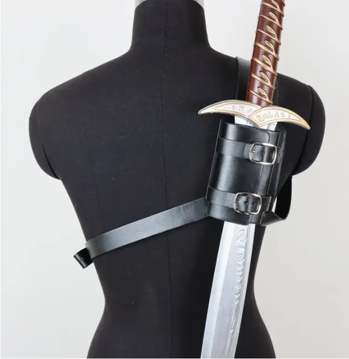 Sword Holder Black Over Shoulder Weapon Carrying PU Leather