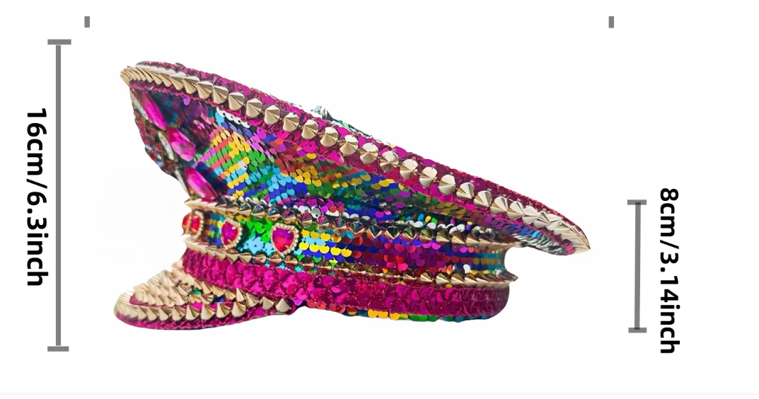 Rhinestone Captain Hat Punk Style Coloured Sequin - Image 4