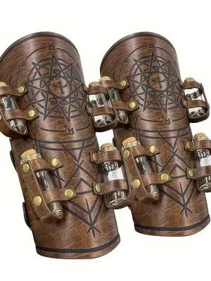 Medieval Embossed Braces Arm Guards with Cork Bottles 2pce/Set
