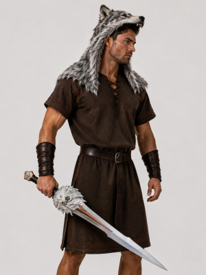 Ancient Warrior Sword Roman Golden Lion Head Design Light