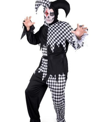 Jester Harlequin Evil Clown Costume by Karnival Costumes